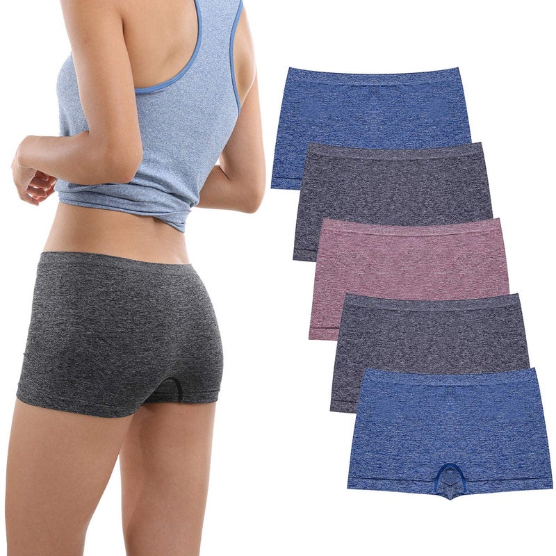 DEEP TOUCH Womenâ€™s Boyshort Underwear Seamless Panties Stretch Boxer Panty Breathable No Show Boxer Briefs 5 Pack - Image 1